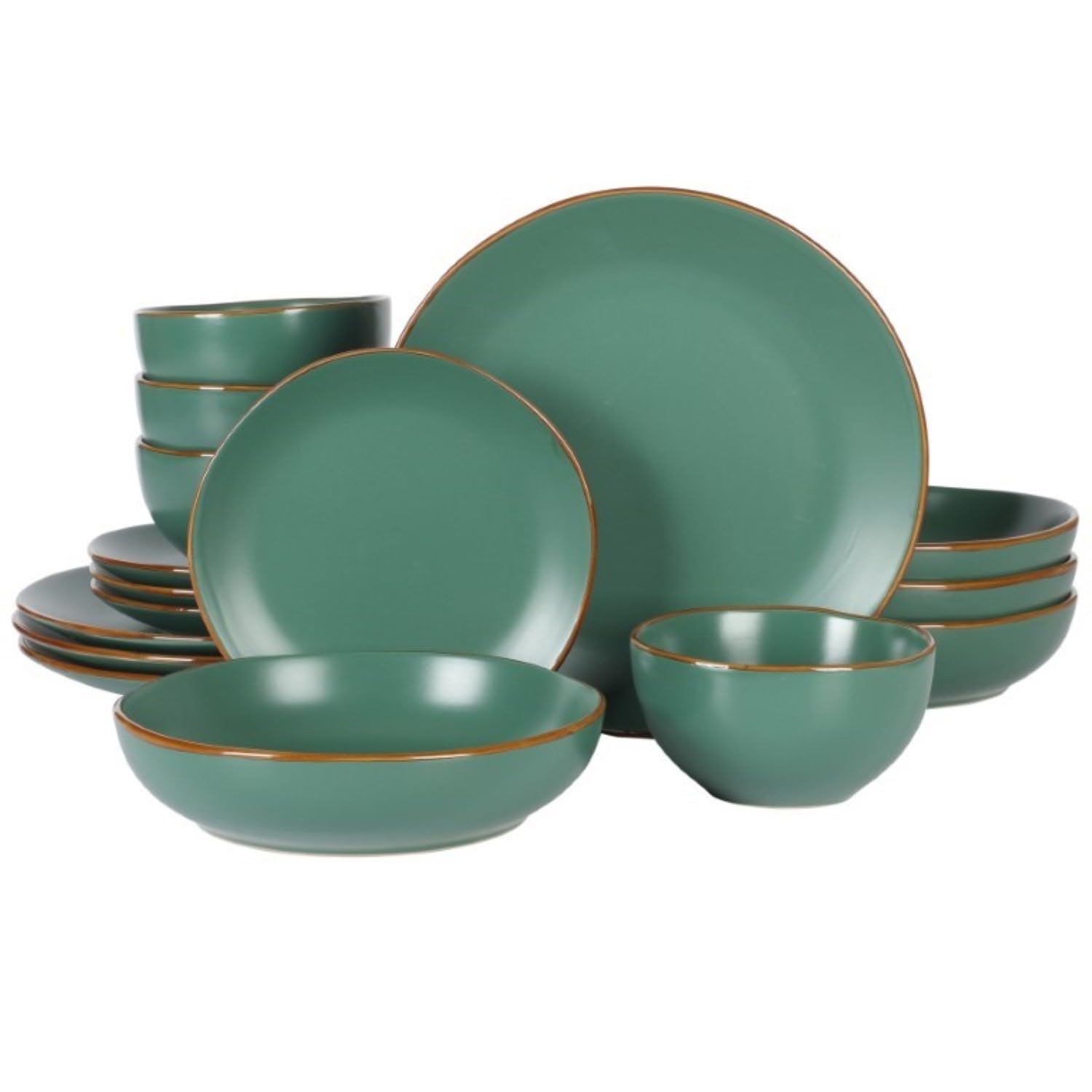 Amazon.com | Gibson Home Hazeltine 16-Piece Green Stoneware